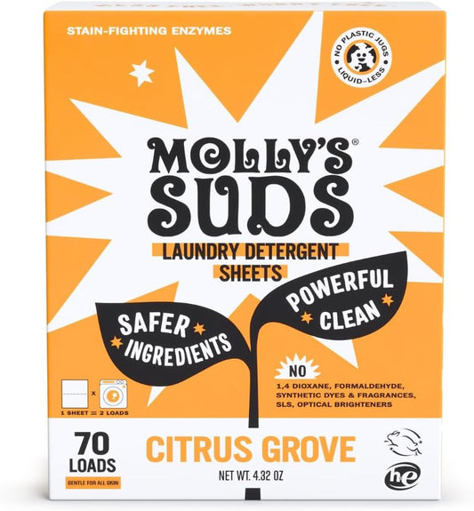 Molly’s Suds Laundry Detergent Sheets | Gentle on Sensitive Skin, Powerful Bio-Based Enzymes