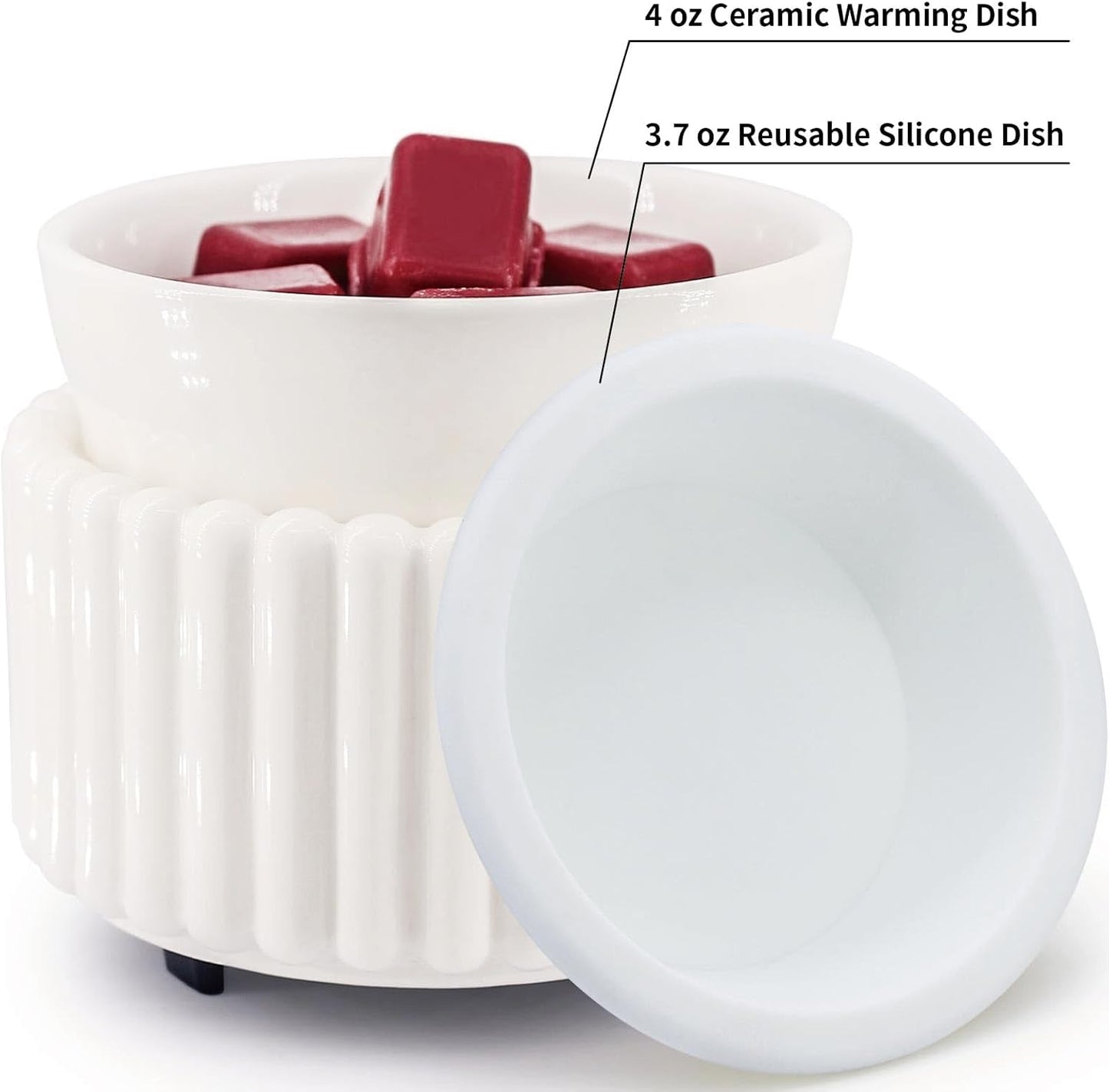 Ceramic Wax Melt Warmer with 1 pc Silicone Dish Candle Warmer for Scented Wax Electric Fragrance