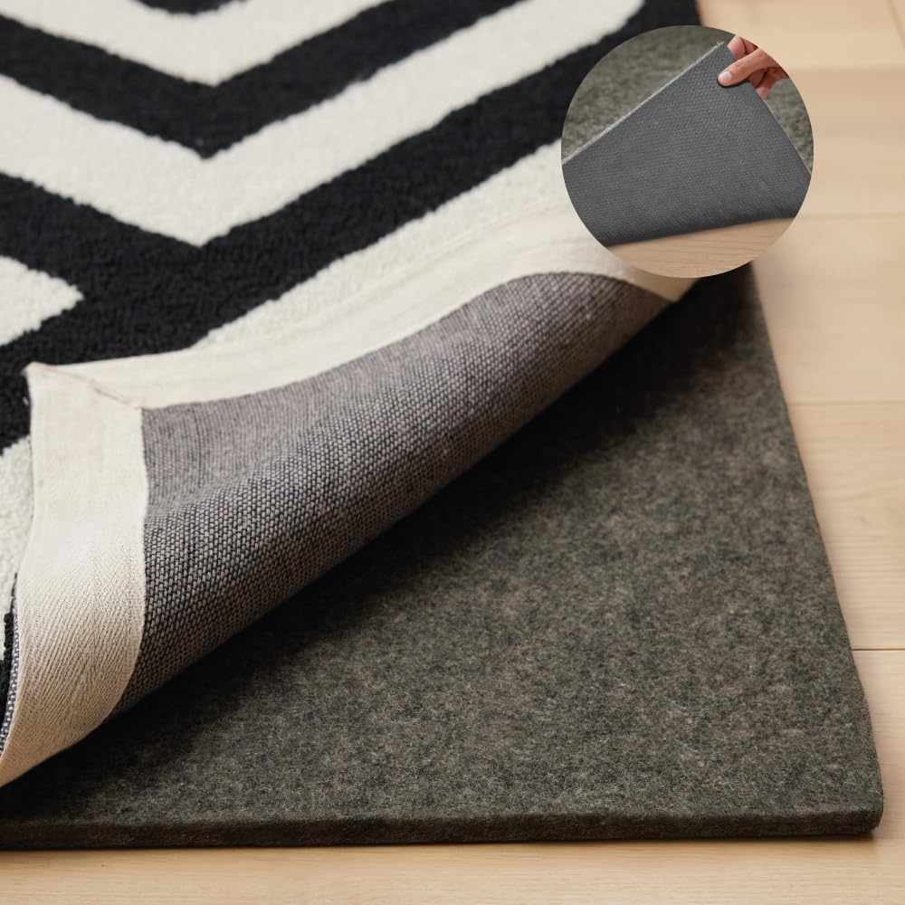 GORILLA GRIP Felt and Natural Rubber Stay in Place Slip Resistant Rug Pad, 1/4in Thick, 5x8 FT