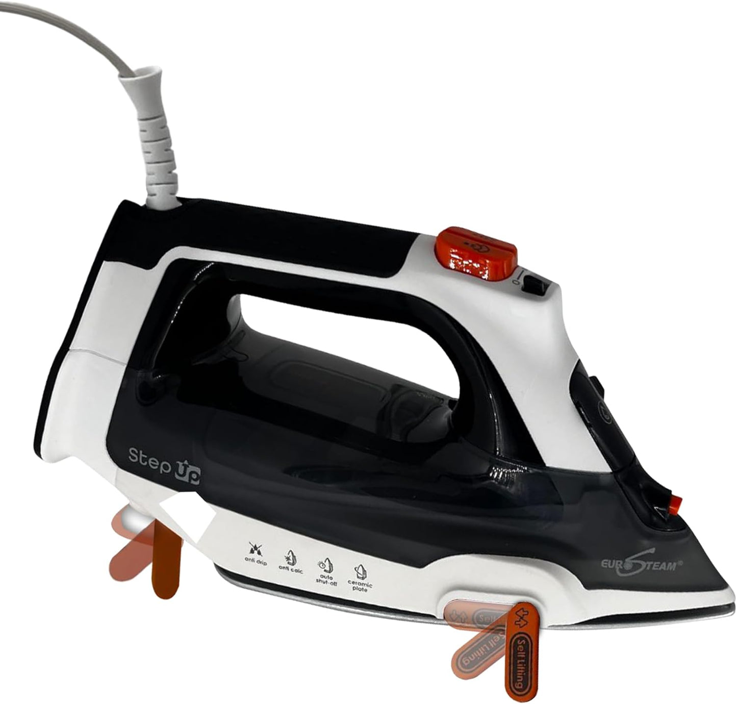 Eurosteam Step Up Iron - Self-Lifting Smart Iron with Ceramic Soleplate - Auto-Lift Safety & Smart