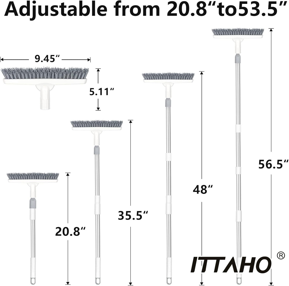 ITTAHO 2 Pack Grout Cleaning Brush with Long Handle, Swivel V-Shape Grout Scrub Brush, Extendable