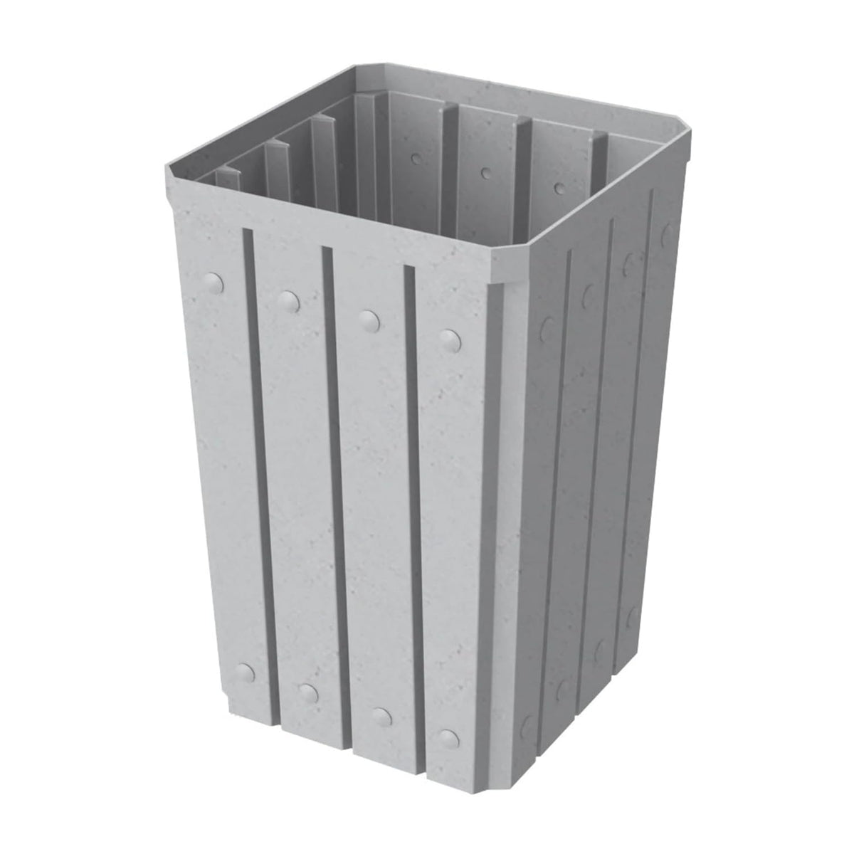 32 Gallon Square Slatted 100% Recycled Plastic Heavy-Duty Commercial Outdoor and Indoor Trash Can