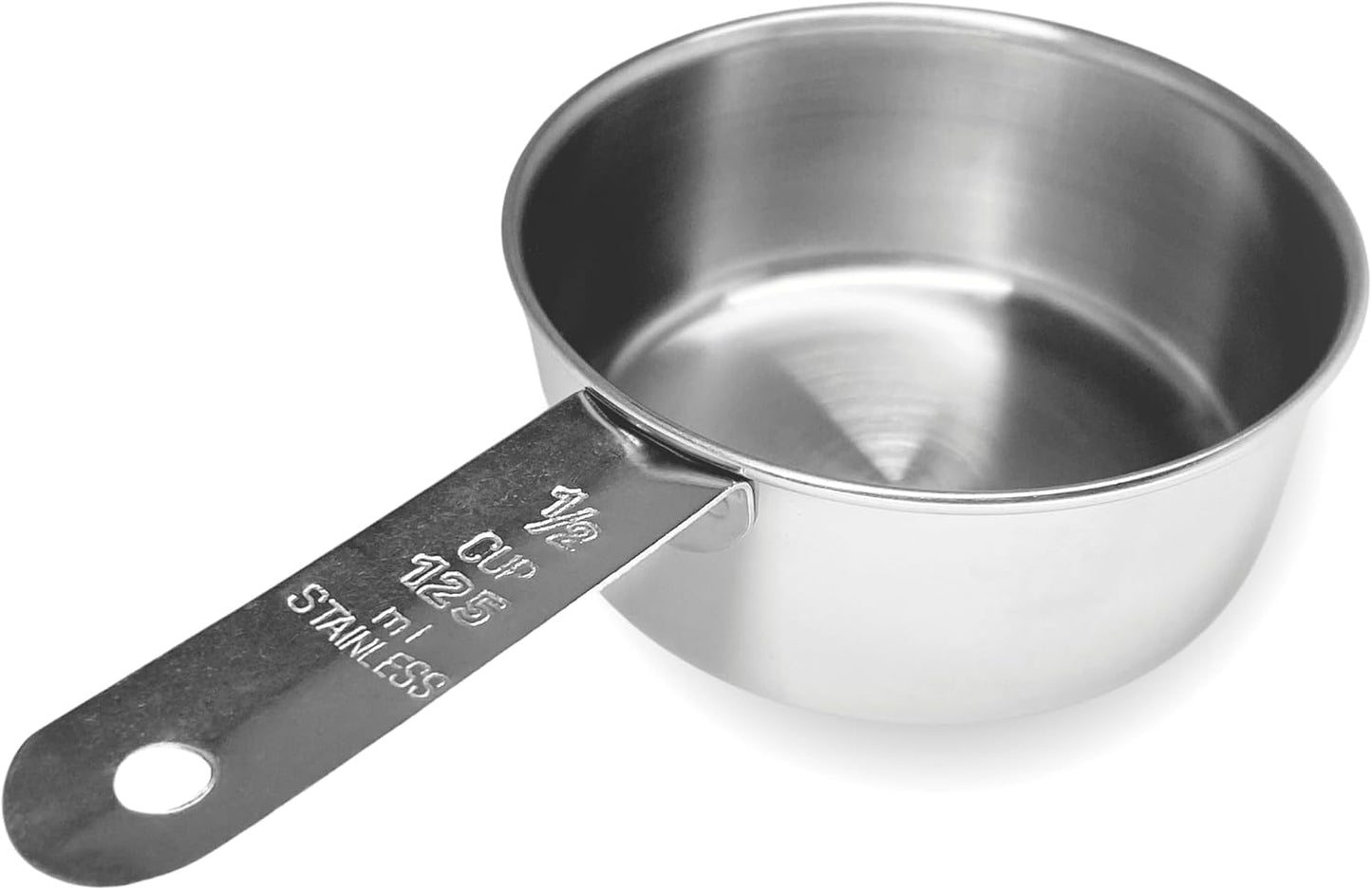 1/2 Cup Stainless Steel Measuring Cup | Sturdy Metal 125 ml | 125 cc | 4 oz | Single Cup for Wet