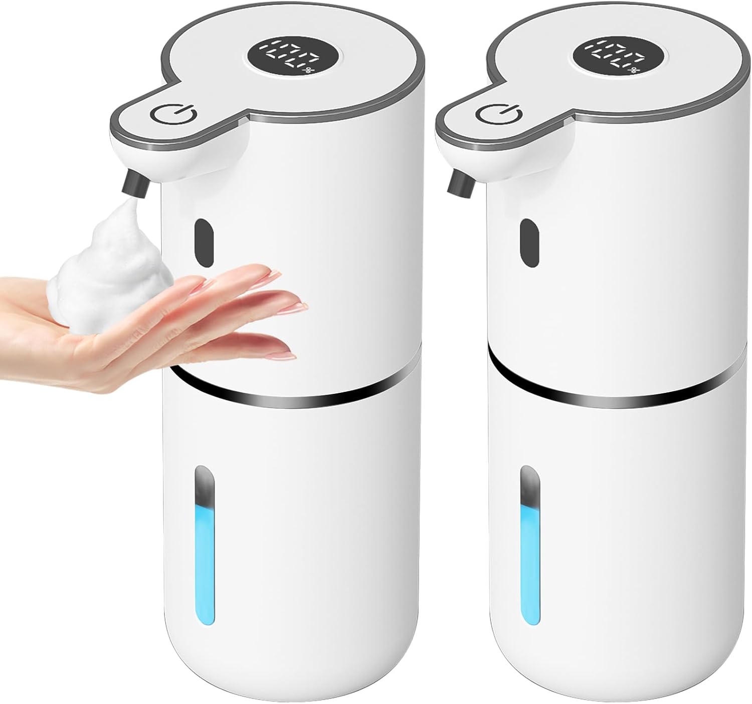 2 Pack Automatic Foaming Soap Dispenser Touchless, USB Rechargeable Smart Hand Soap Dispenser