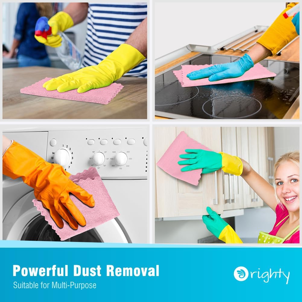 Orighty Microfiber Cleaning Cloth, 24 Pack Highly Absorbent Cleaning Supplies, Reusable Clean Rags