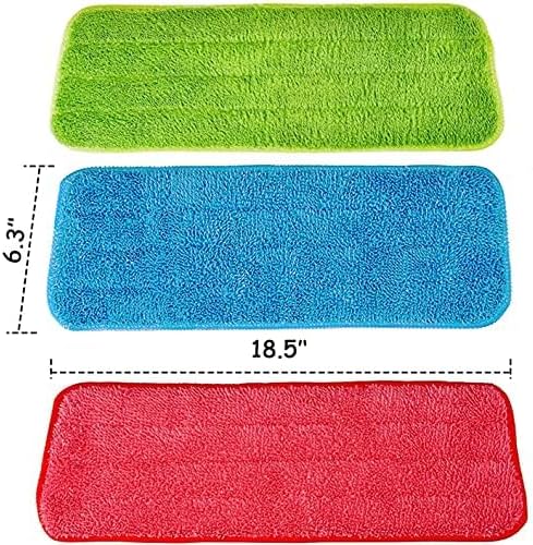 Microfiber Mop Pads, 18.5 x 6.3 Inch Reusable and Washable Spray Mop Pads, Wet and Dry Household