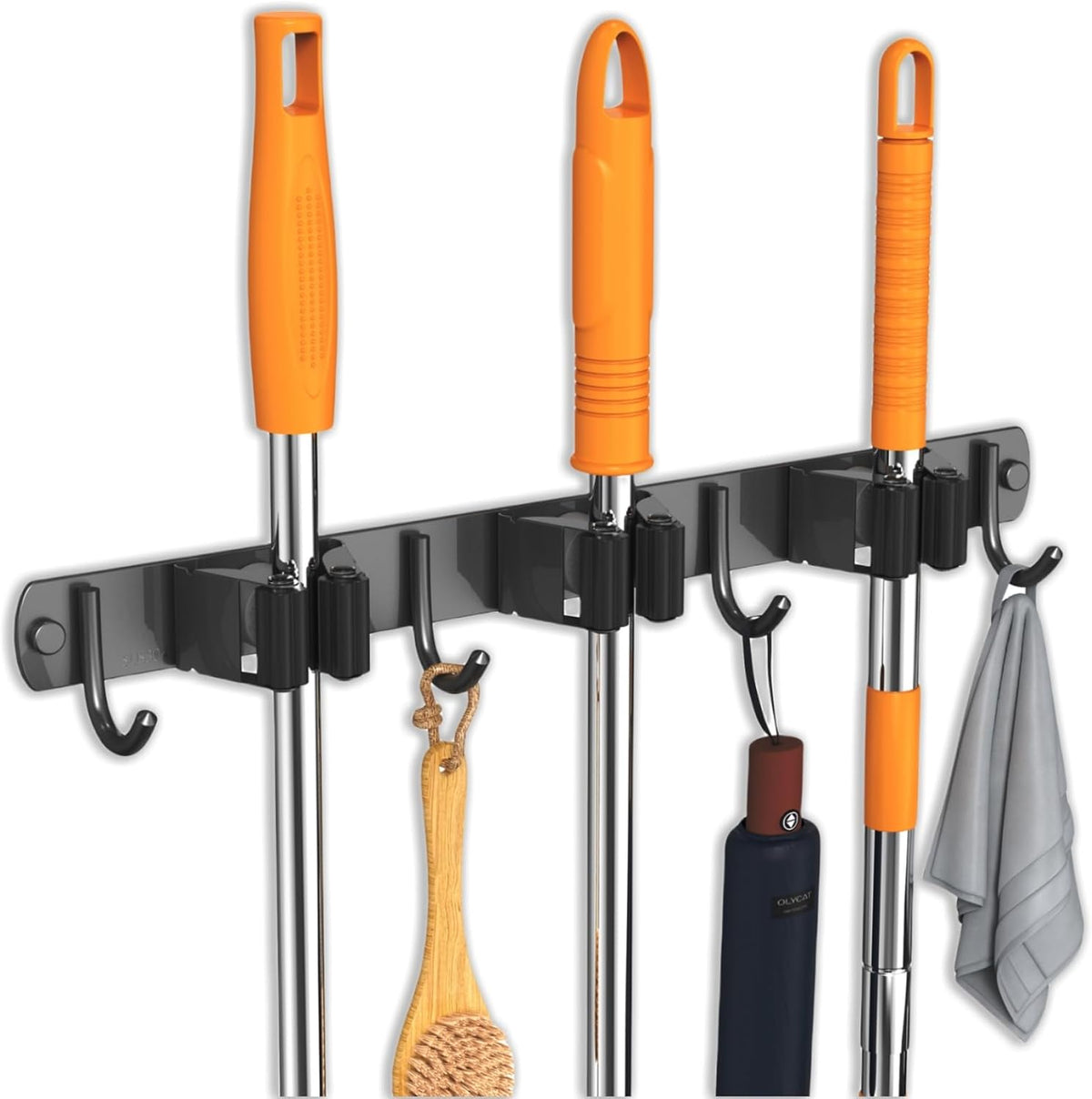 Mop and Broom Holder Wall Mount, Upgraded Broom Organizer Wall Mount, Stainless Steel Broom Hanger