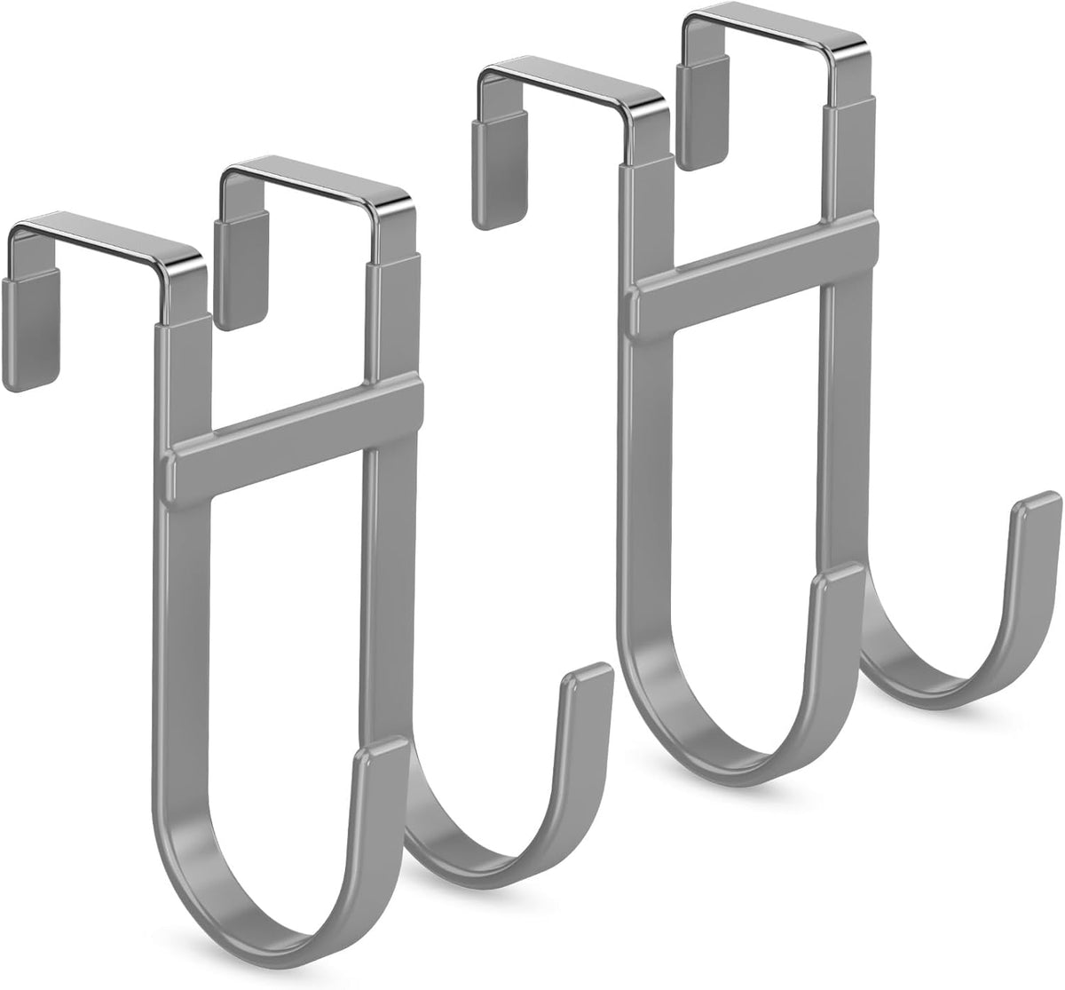 FYY Over The Door Hooks - 2 Pack Heavy Duty Dual-Hook Organizer Hanger with Non-Slip Rubber for