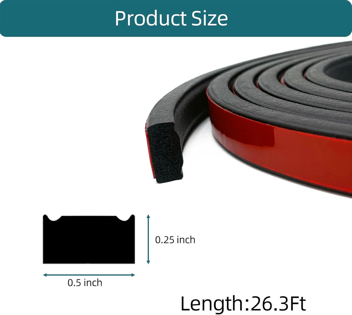 Rectangle Foam Rubber Seal, Self-Adhesive EPDM Foam Rubber Weather Stripping for Boat, Auto, RV