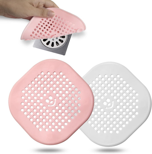 2 Pack Drain Hair Catcher Durable Silicone Drain Protector Hair Stopper with Suction Cup for Shower