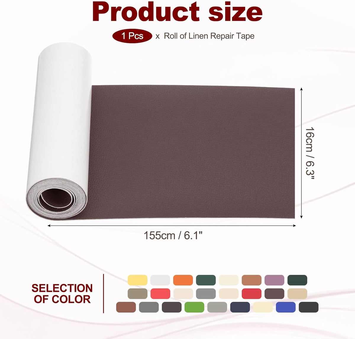PATIKIL Leather Patches Tape for Furniture, 6.3 x 61 Inch Self Adhesive Vinyl Leather Repair Kit