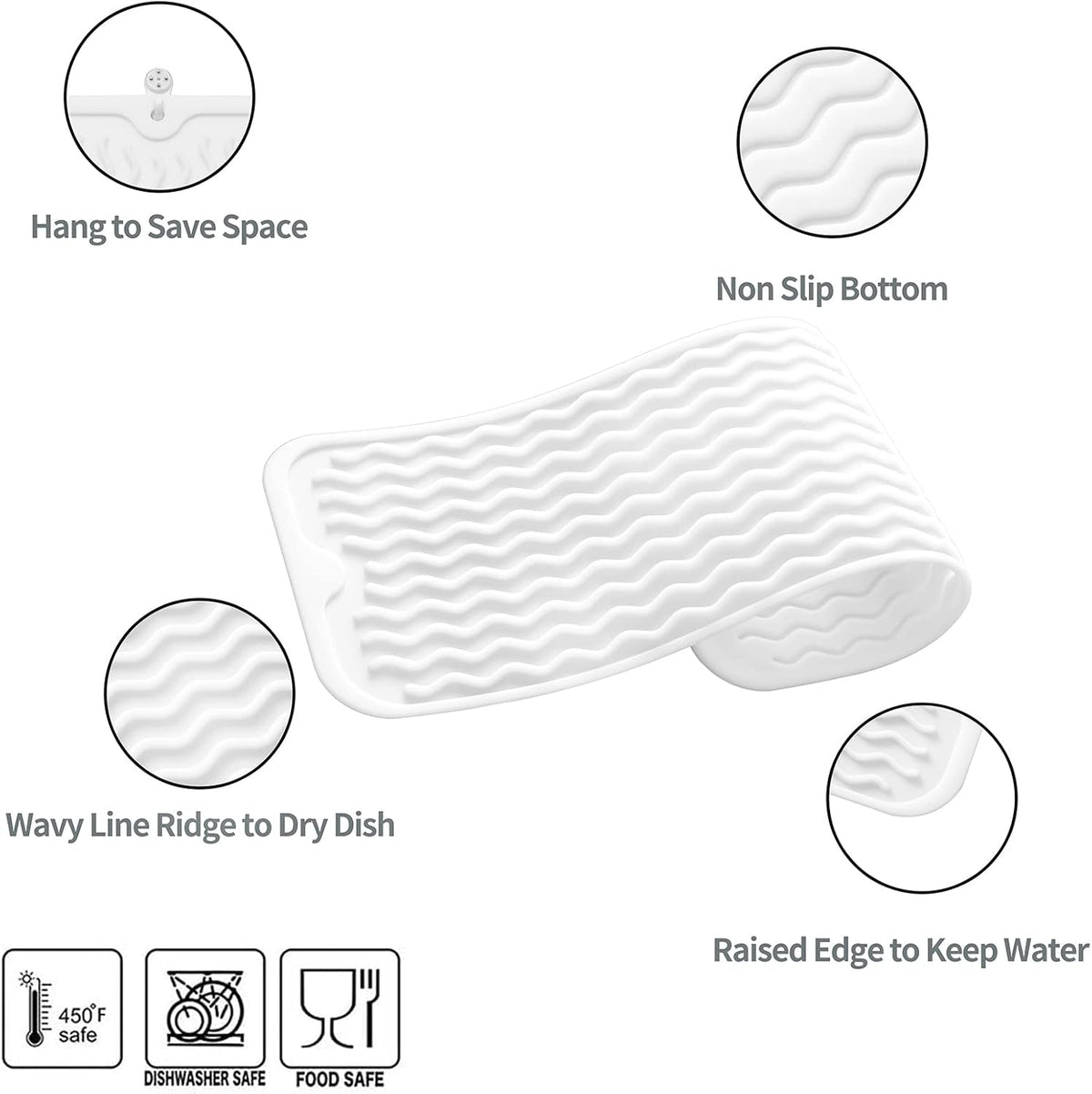 Silicone Dish Drying Mat for Multiple Usage,Easy clean,Eco-friendly,Heat-resistant Silicone Mat for
