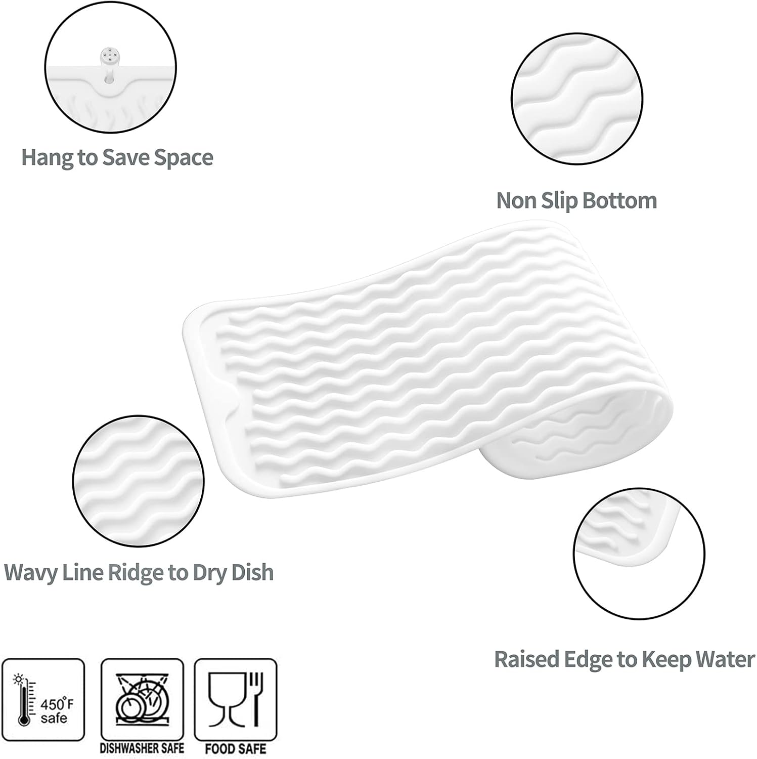 Silicone Dish Drying Mat for Multiple Usage,Easy clean,Eco-friendly,Heat-resistant Silicone Mat for