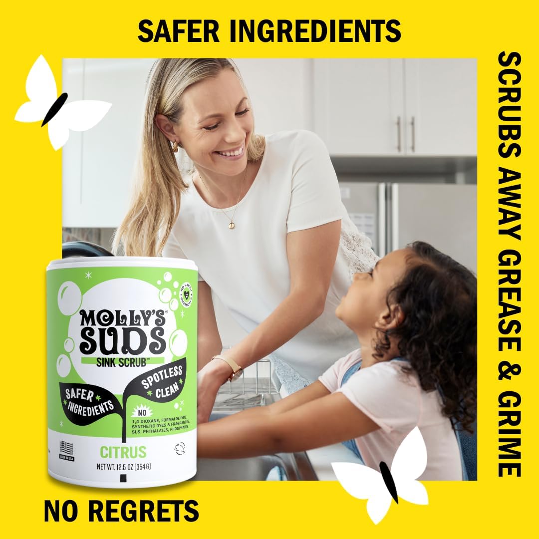 Molly's Suds Sink and All Purpose SCRUB | Gently Removes Stains, Scrubs Away Grease & Gime, Buffs