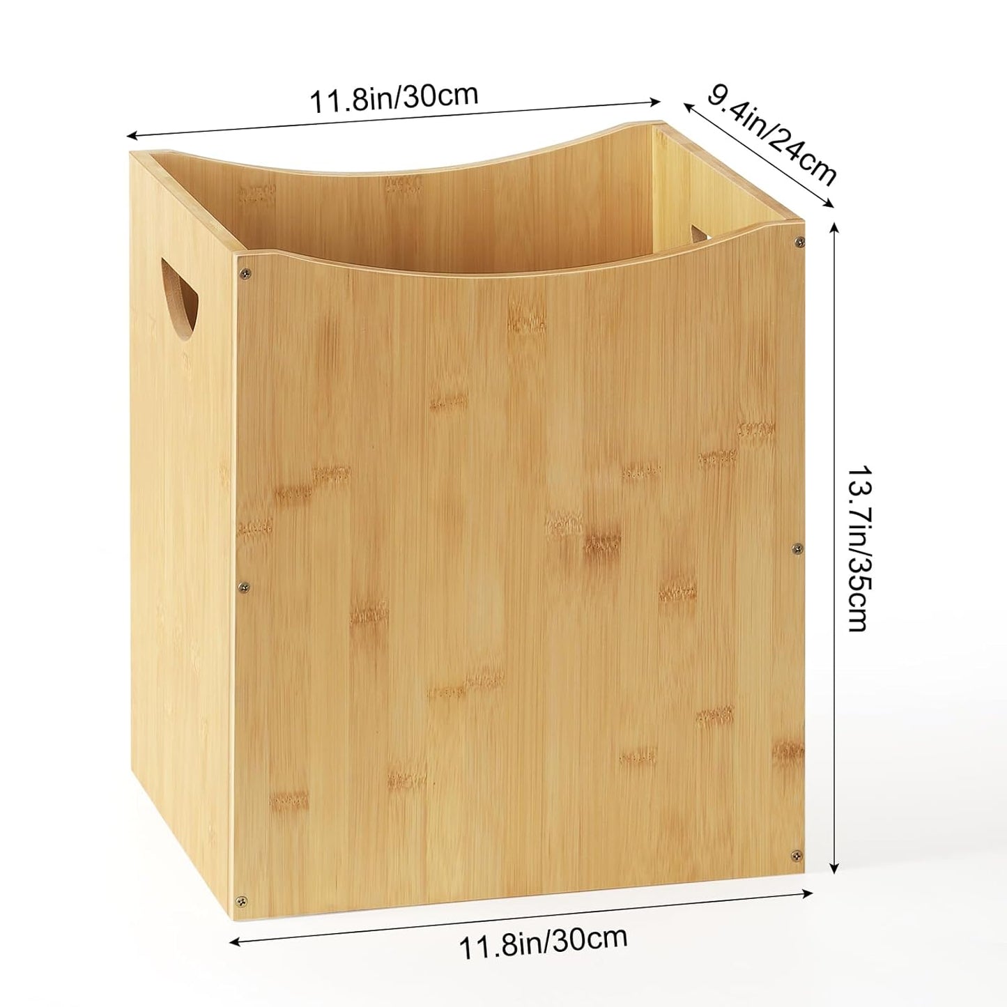 MOOACE Small Wastebaskets, 5 Gallon Trash Can with Handles, Rectangular Waste Baskets Bamboo