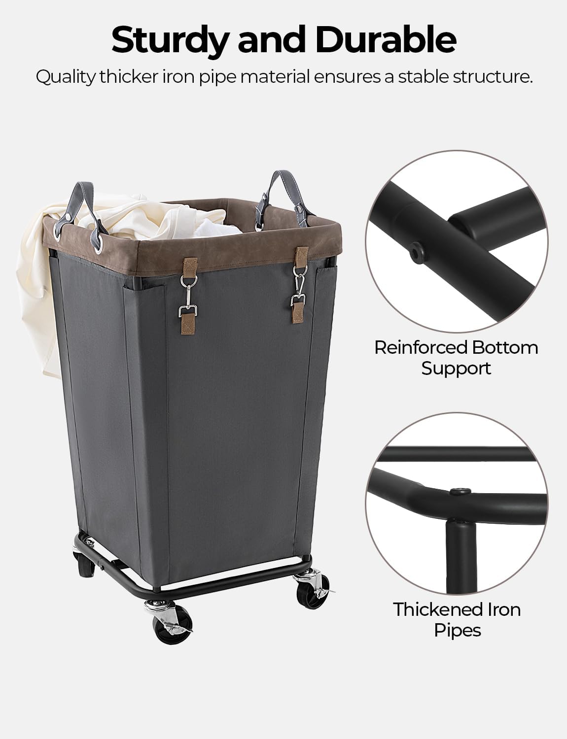 StorageWorks 160L Laundry Basket with Wheels, Large Rolling Hampers for Clothing Organizer, Dirty