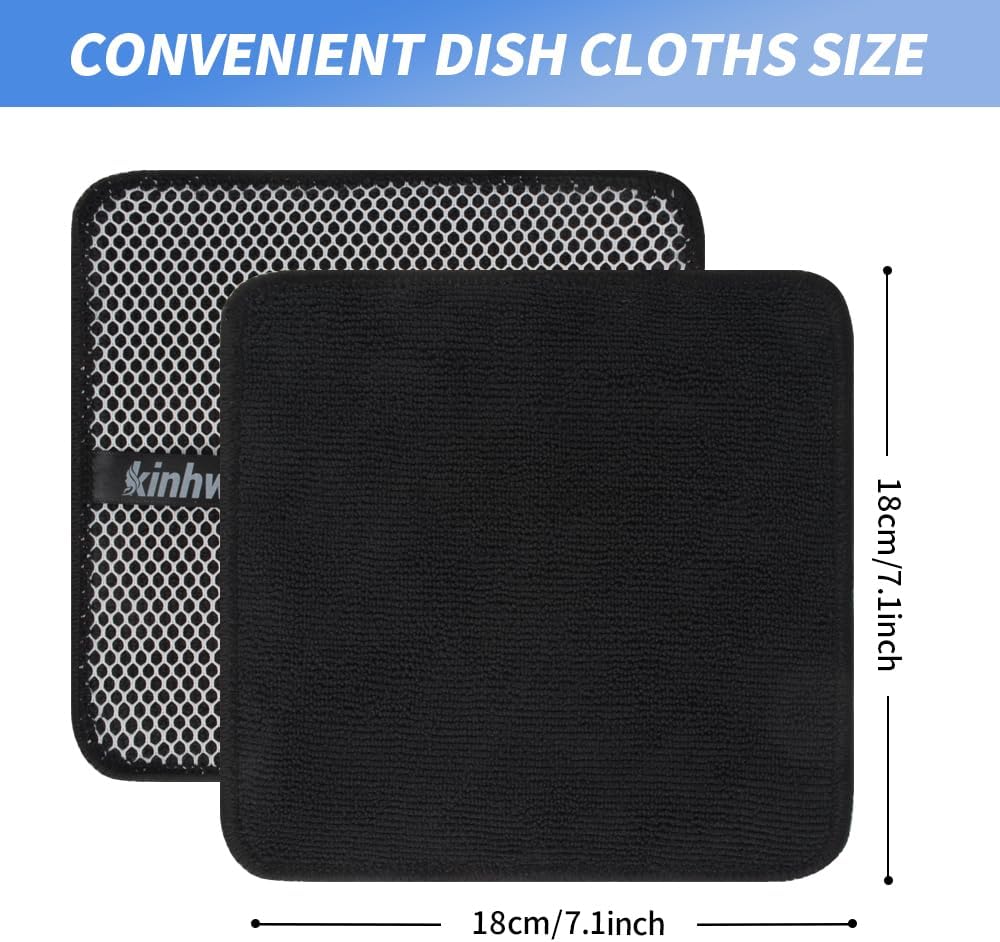 KinHwa Kitchen Washcloths for Dishes Absorbent Microfiber Dish Cloths Quick Dry Dish Rags with Poly