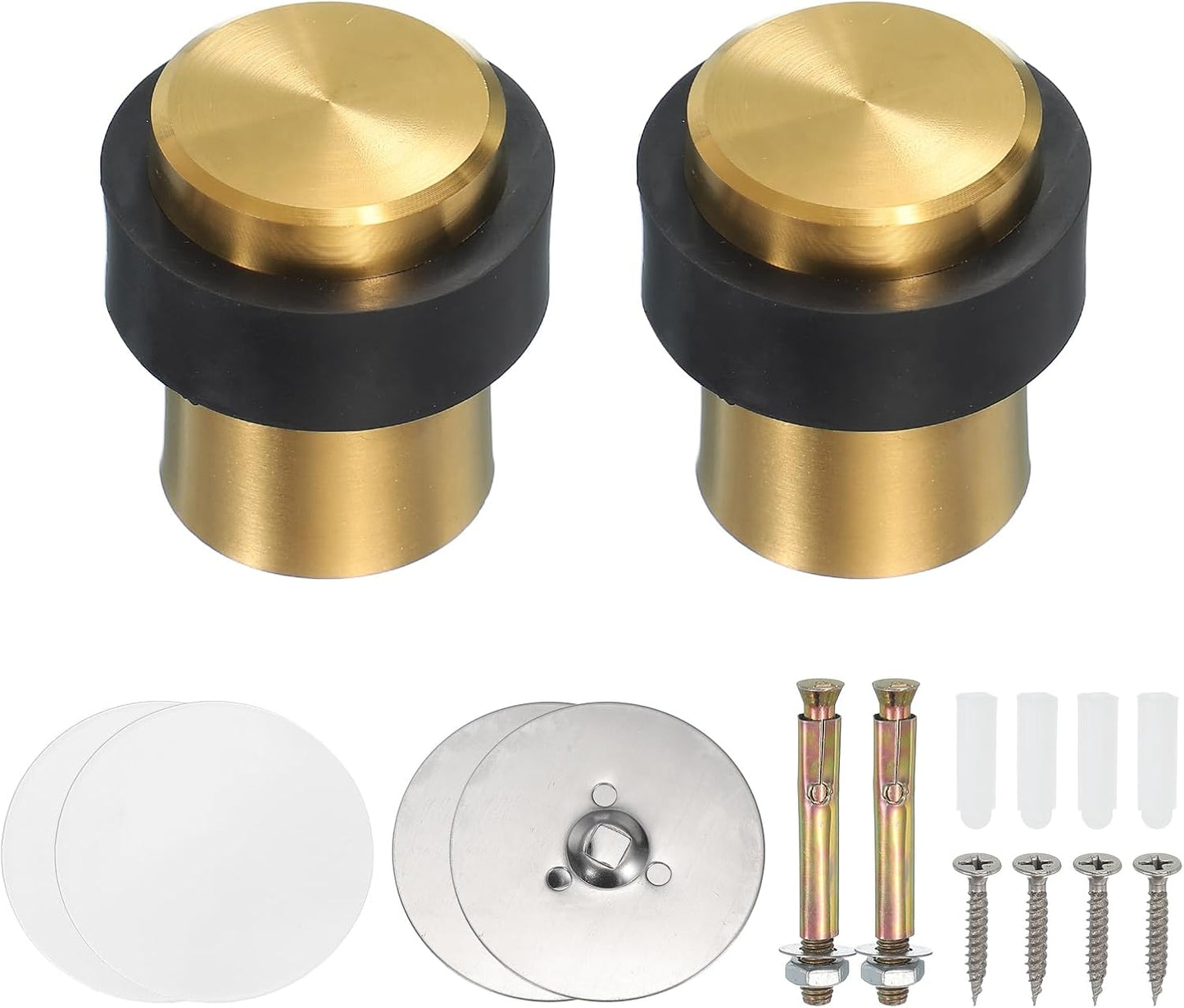 PATIKIL 2Set Round Door Stoppers, 46mm Stainless Steel Door Stop Doorstop Wedge Metal Cylinder Self