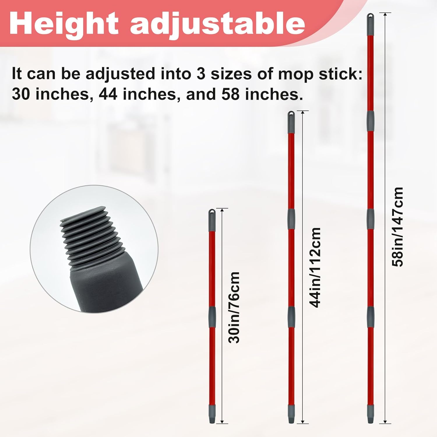 Mop Handle for Ocedar,Spin Mop Replacement Head Base Compatible with O Cedar,4-Section Spin Mop