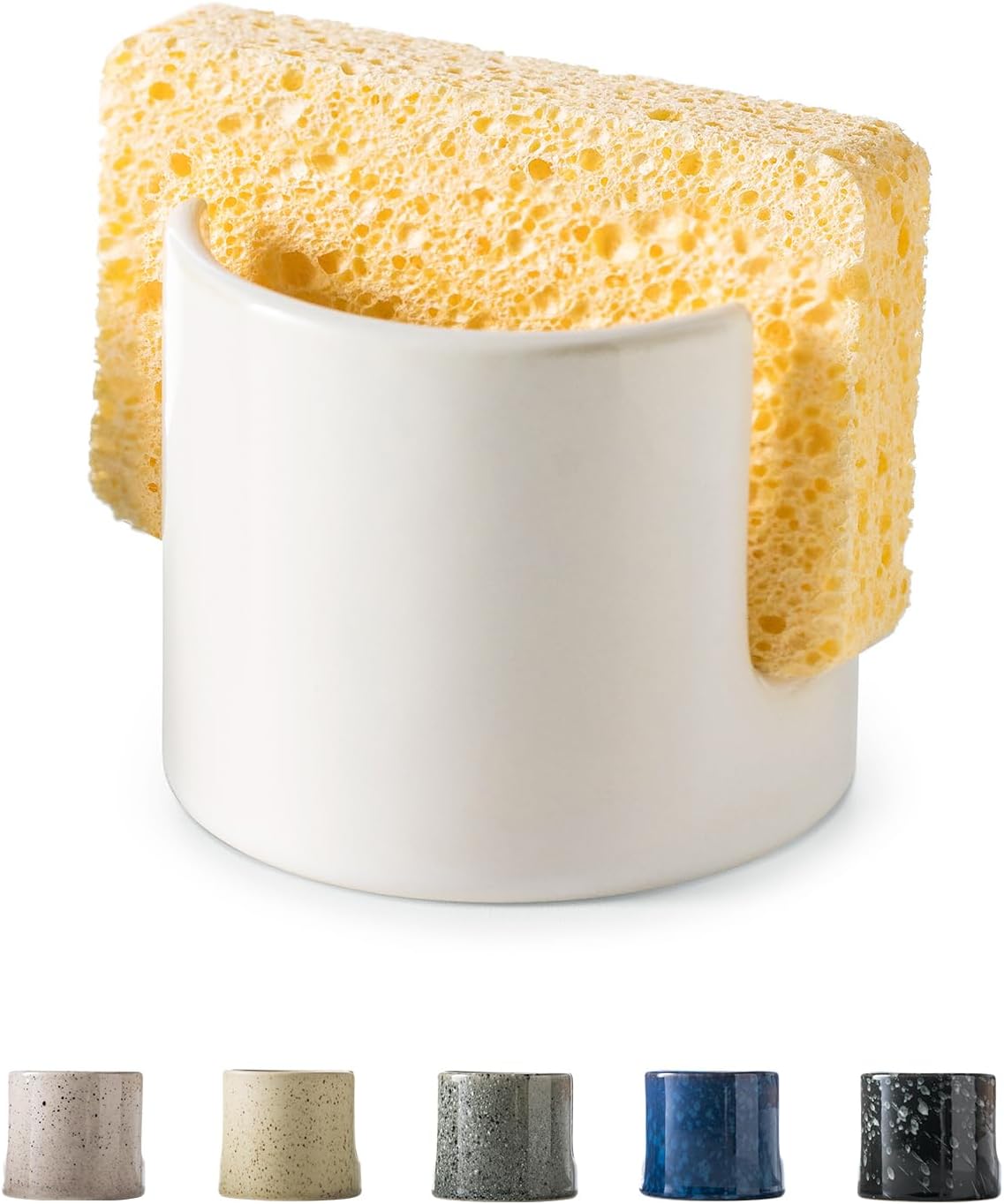 Sponge Holder for Kitchen Sink, Ceramic Dish Sponge Drying Caddy Scrubby Daddy Kitchen Organizer