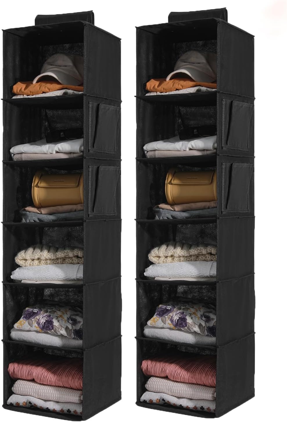 2 Packs Hanging Closet Organizer Storage, 6-Shelf Hanging Shelves for Closet, Closet Clothes