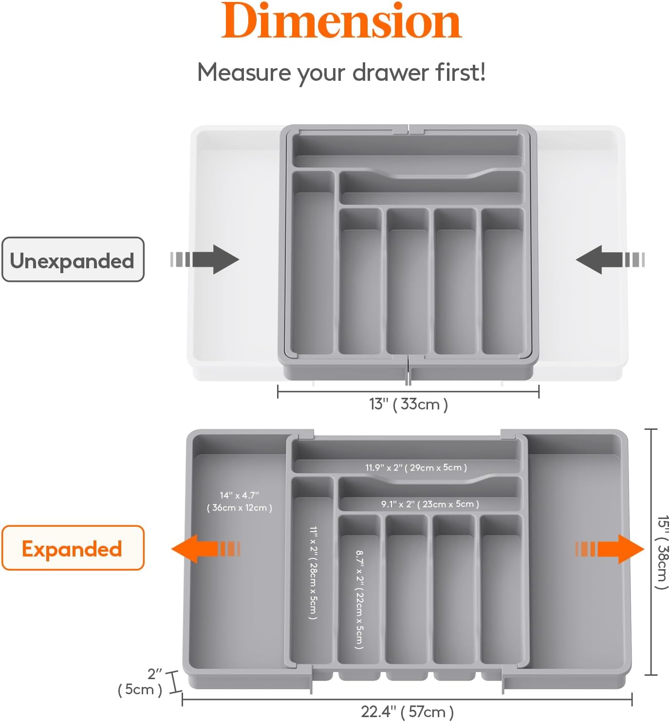 Lifewit Silverware Drawer Organizer, Expandable Utensil Organizer for Kitchen Drawers, Adjustable