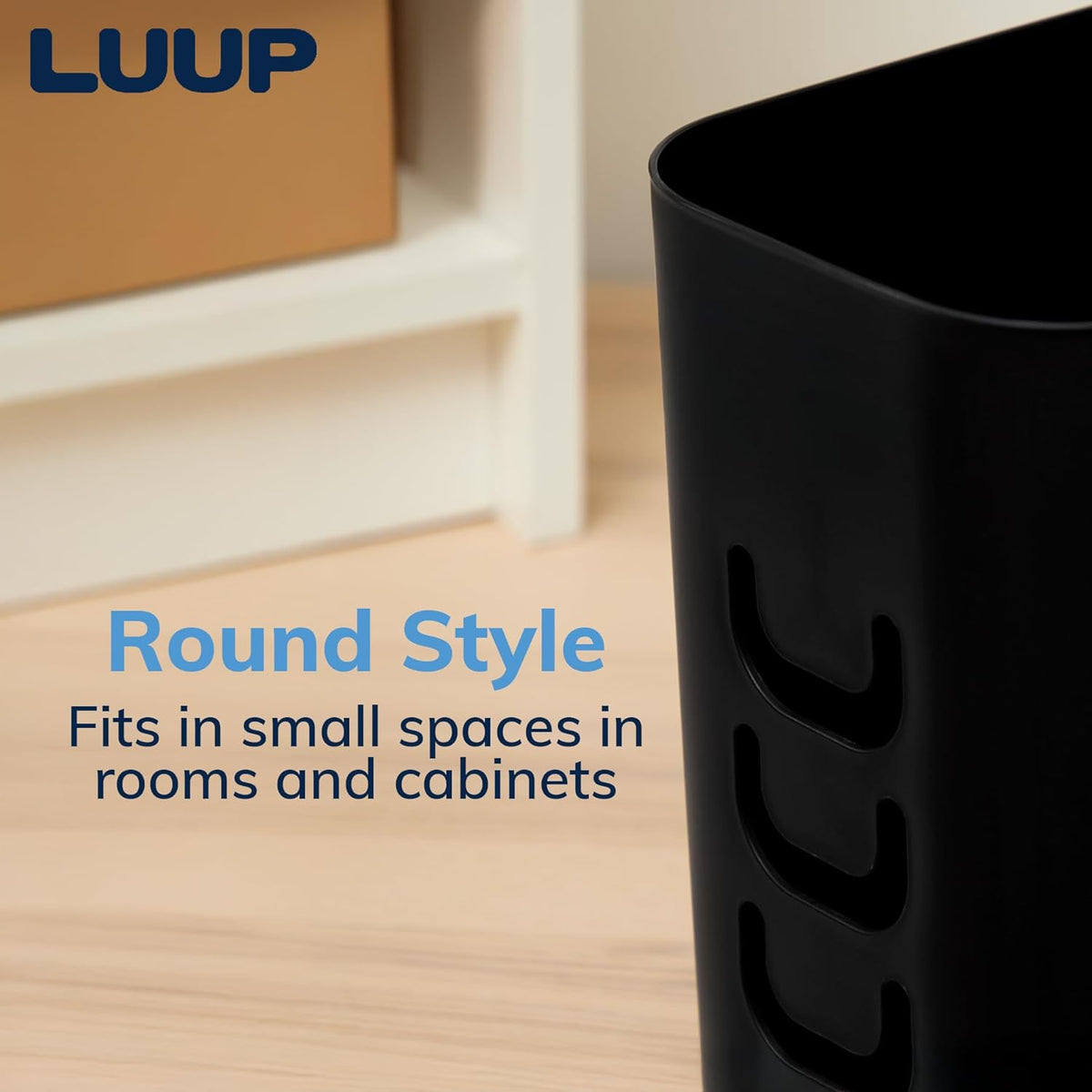 STORi Luup Bathroom Wastebasket, Secure Grocery Bags, Plastic Garbage Container for Vanity, Laundry