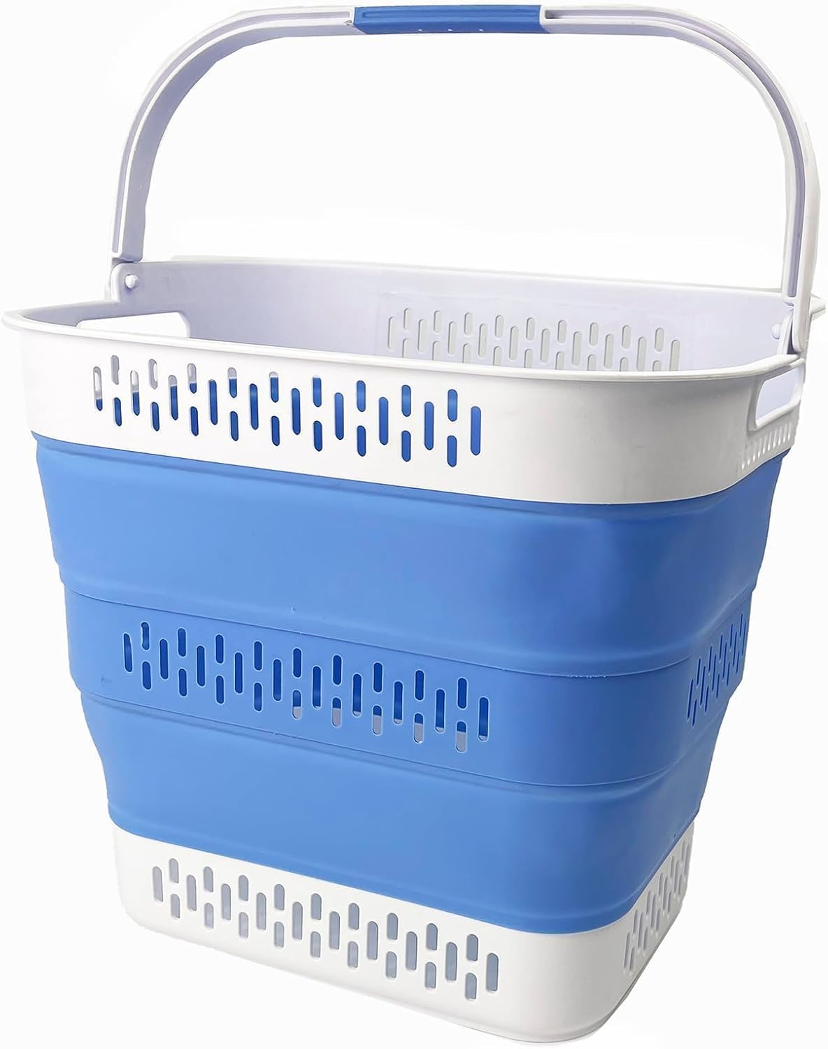 SAMMART 40L (10.5 Gallon) Collapsible Plastic Laundry Basket with Handles - Foldable Pop Up Storage