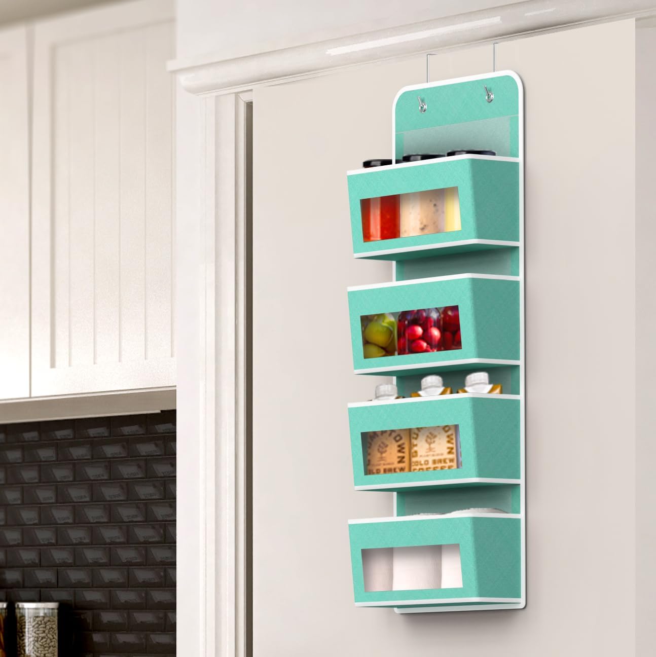 Simple Houseware 4 Clear Window Pocket Over Closet Door Storage Hanging Organizer for Bedroom