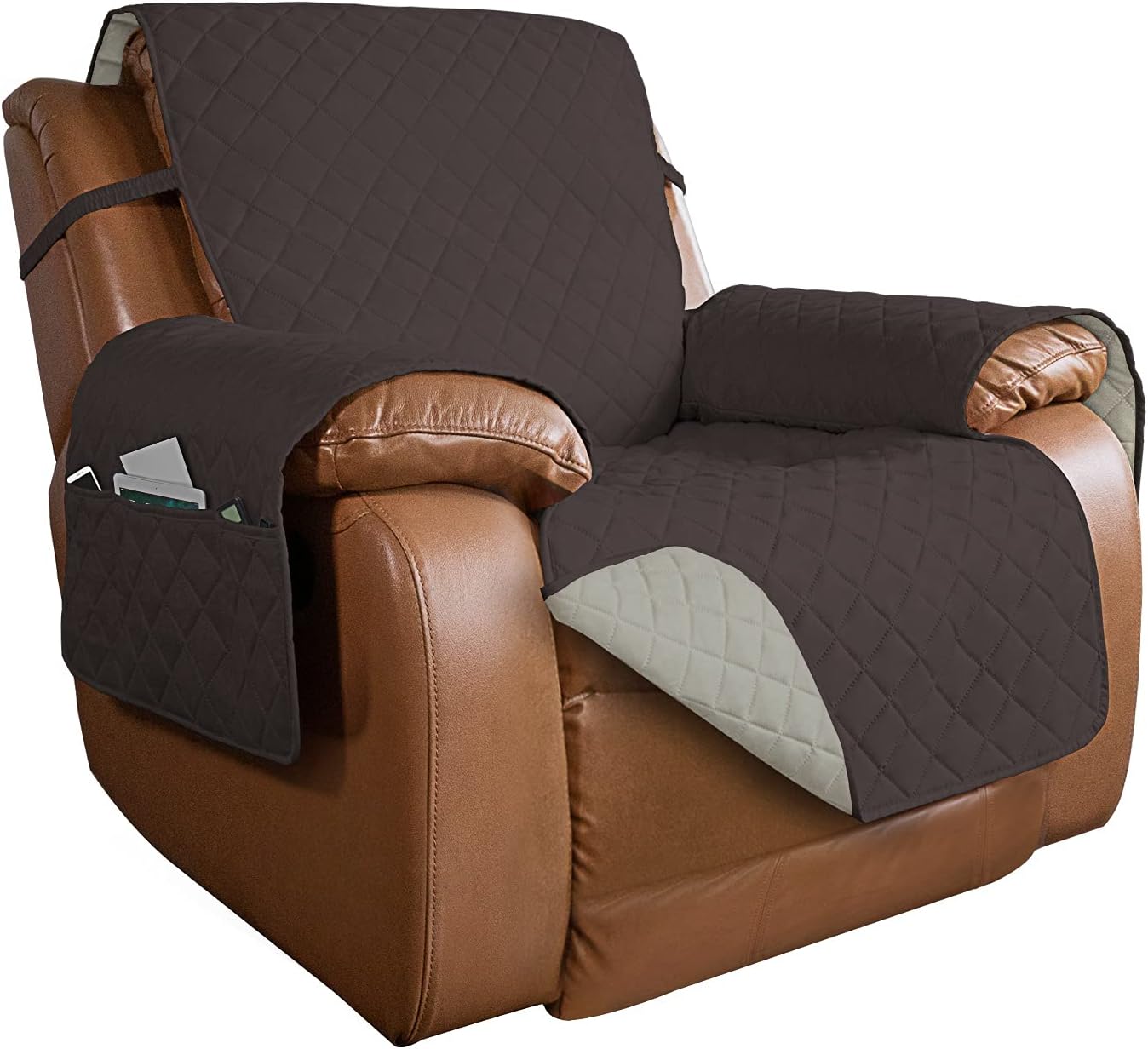 PureFit Reversible Quilted Oversized Recliner Sofa Cover, Water Resistant Furniture Protector