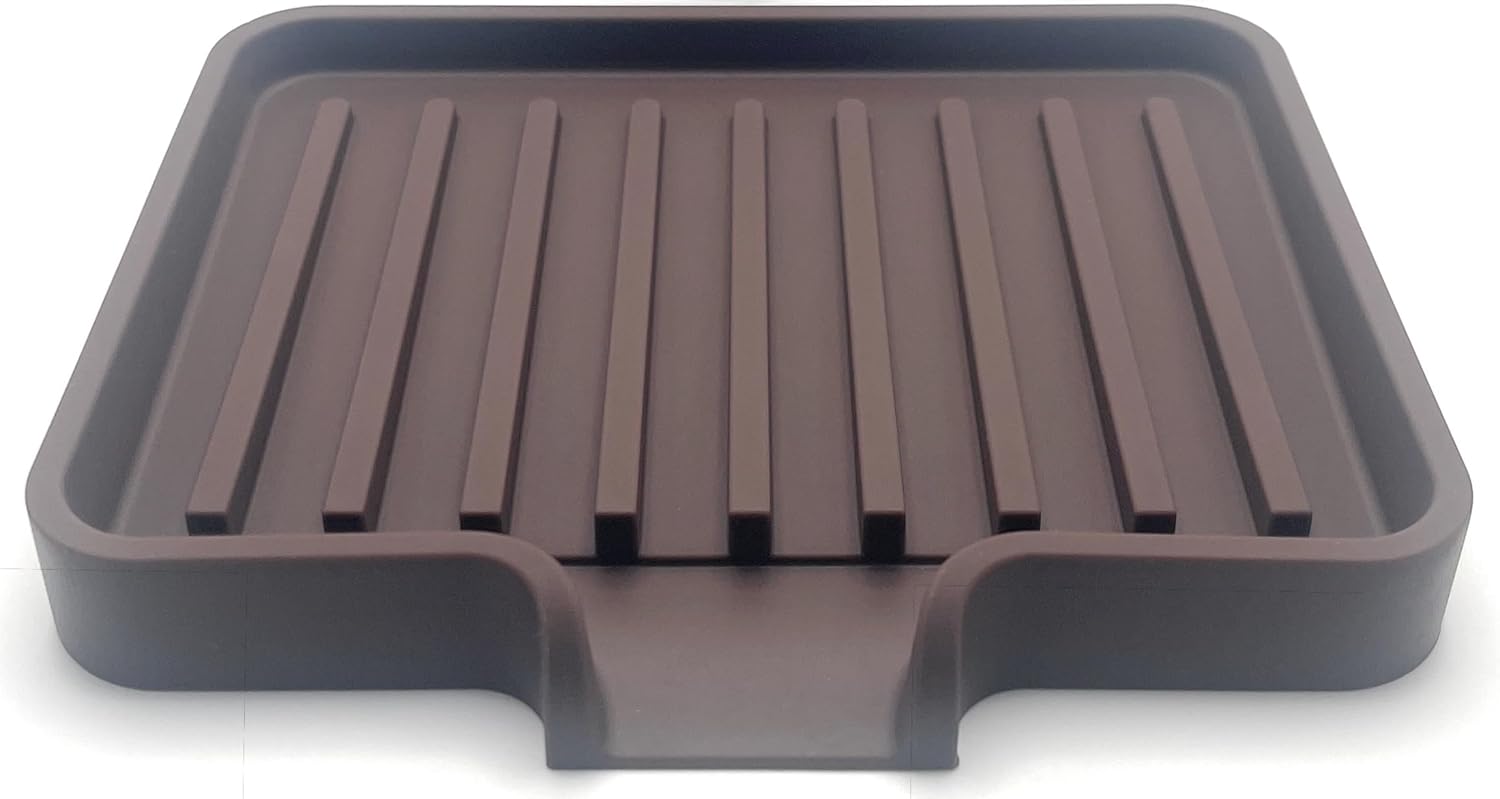 Happitasa Silicone Soap Dish Tray and Sponge Holder with Drain Chute, Pack of 2 | Bathroom and