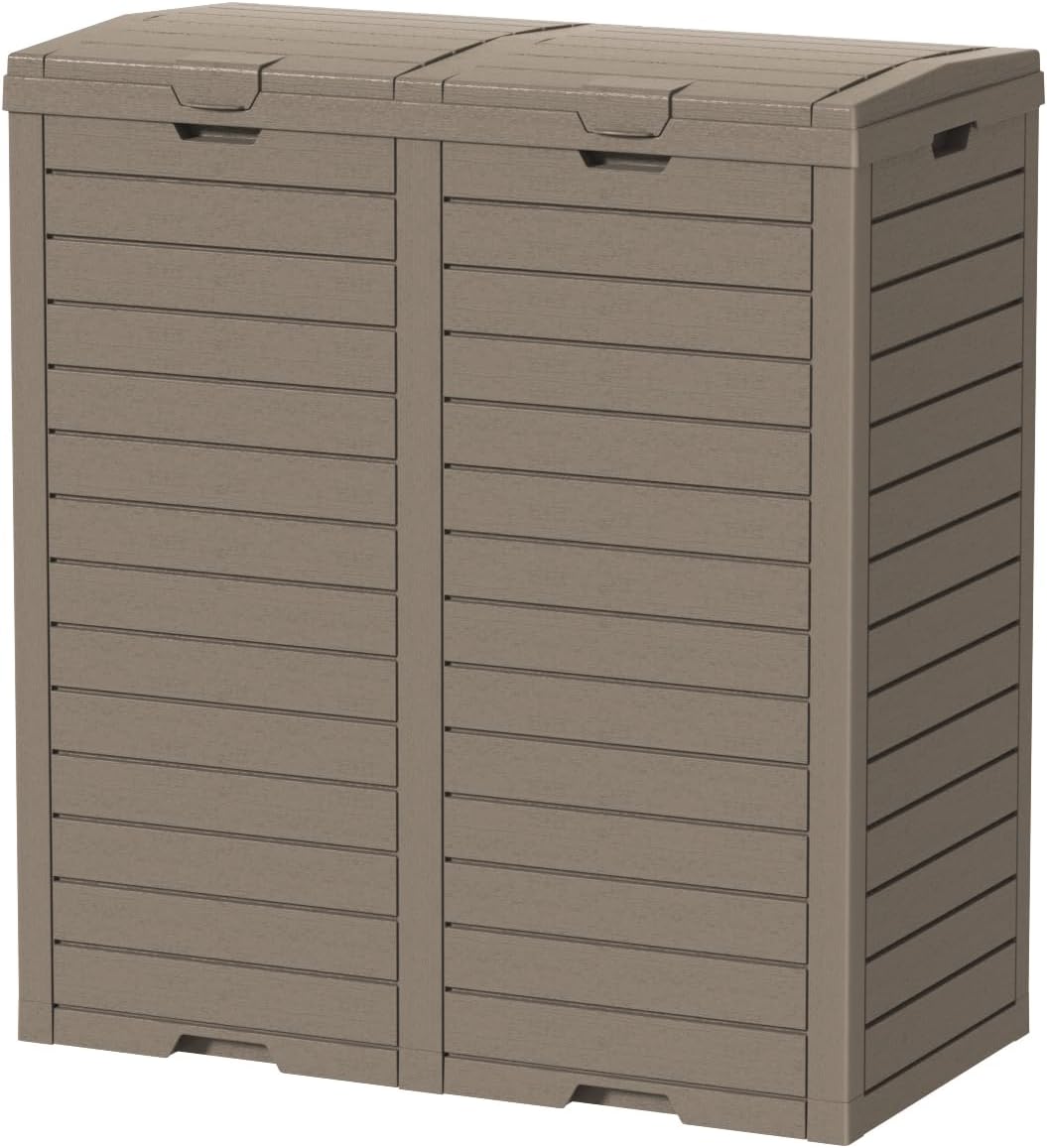 62-Gallon Outdoor Trash Can with lid, Waterproof, UV-Resistant Resin Garbage Can, Lockable Lid and