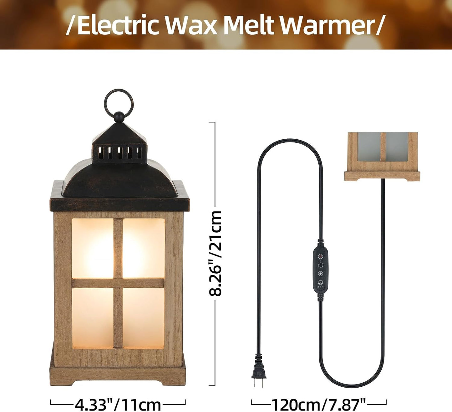 Wax Melt Warmer with Timer: Farmhouse Lantern Candle Warmer Electric Tart Burner with Lid for