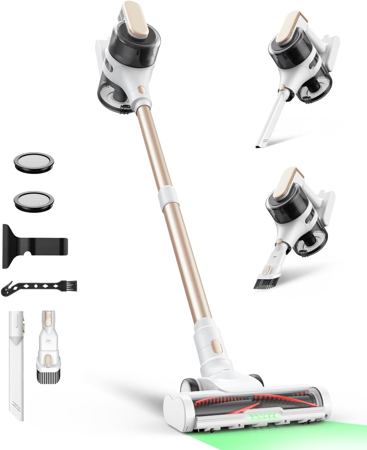 Cordless Stick Vacuum Cleaner for Home, Lightweight Rechargeable Vacuum with 55min Runtime