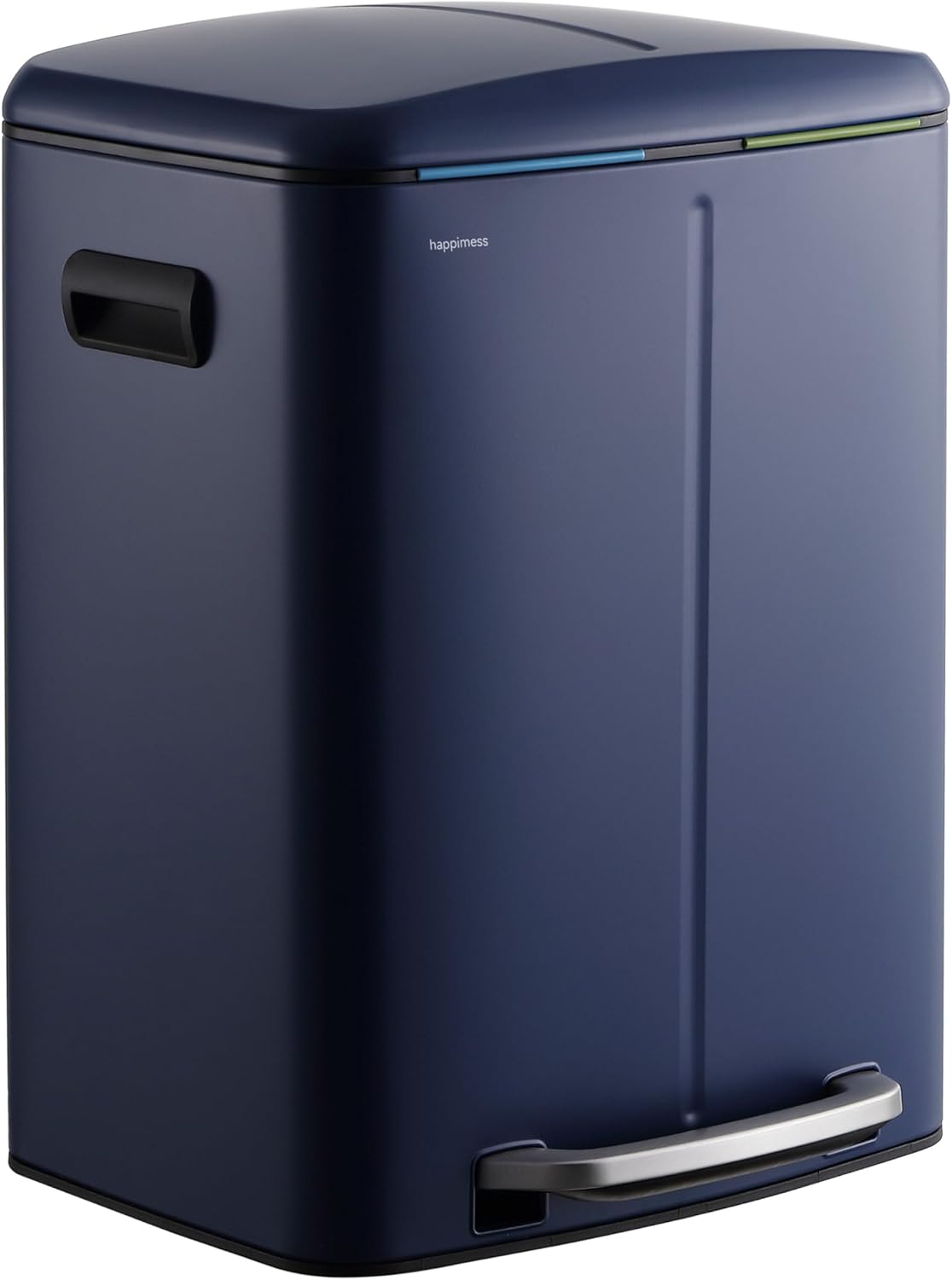 happimess HPM1005J Marco Rectangular 10.6-Gallon Double Bucket Trash Can with Soft-Close Lid, Denim