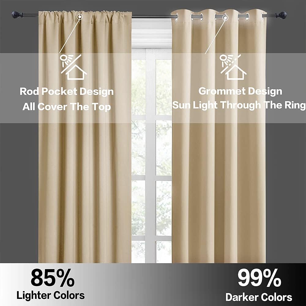 RYB HOME Blackout Curtains 84 inches Long 2 Panels Set for Living Room, Thermal Insulating Privacy