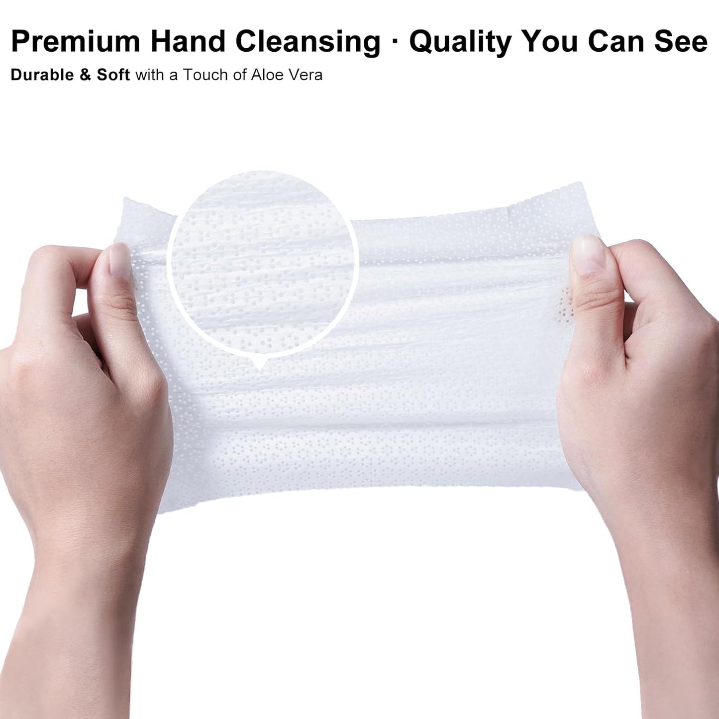 Premium Hand Sanitizing Wipes, 100 Count Non-Woven Wet Wipes Travel Size, Aloe Vera Scent, 70%