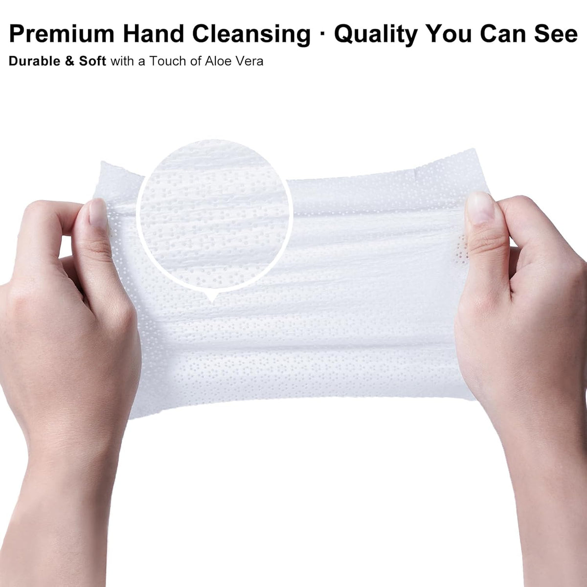 Premium Hand Sanitizing Wipes, 100 Count Non-Woven Wet Wipes Travel Size, Aloe Vera Scent, 70%