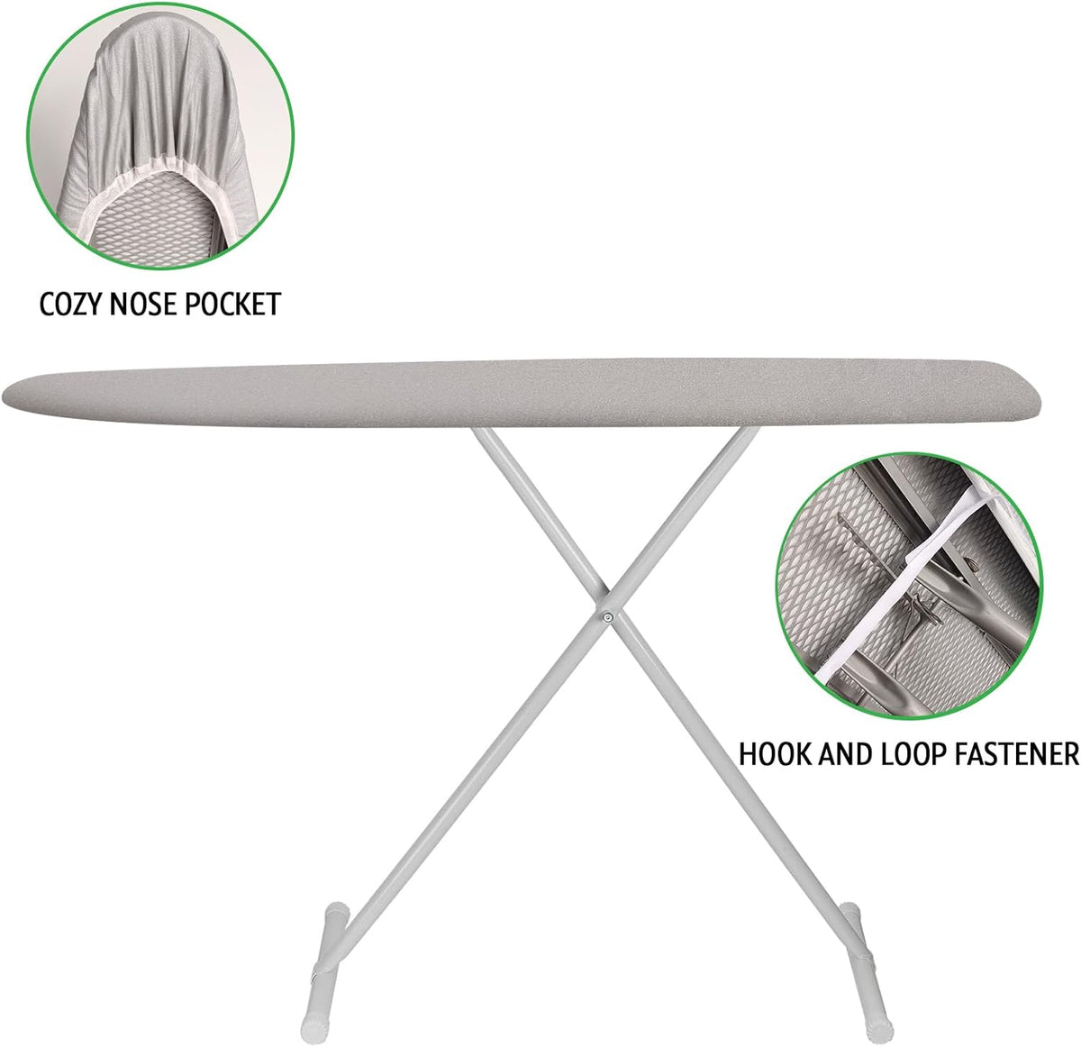 Ironing Board Cover and Pad 15x54 Inch Standard Ironing Board Cover with Elastic Edge and Hook and