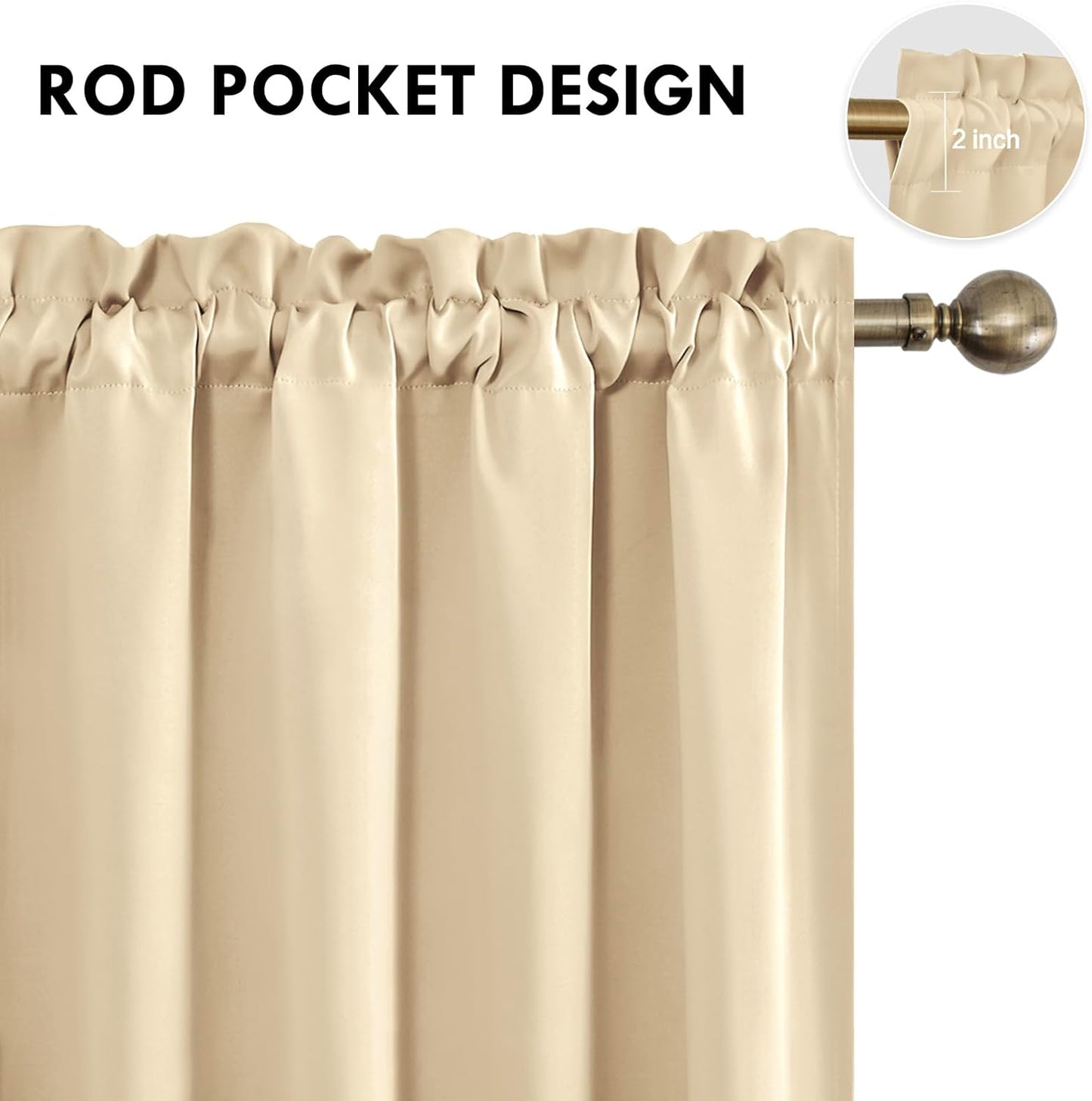 DWCN Blackout Curtains for Bedroom – Rod Pocket Thermal Insulated Noise Reducing Noise Reducing