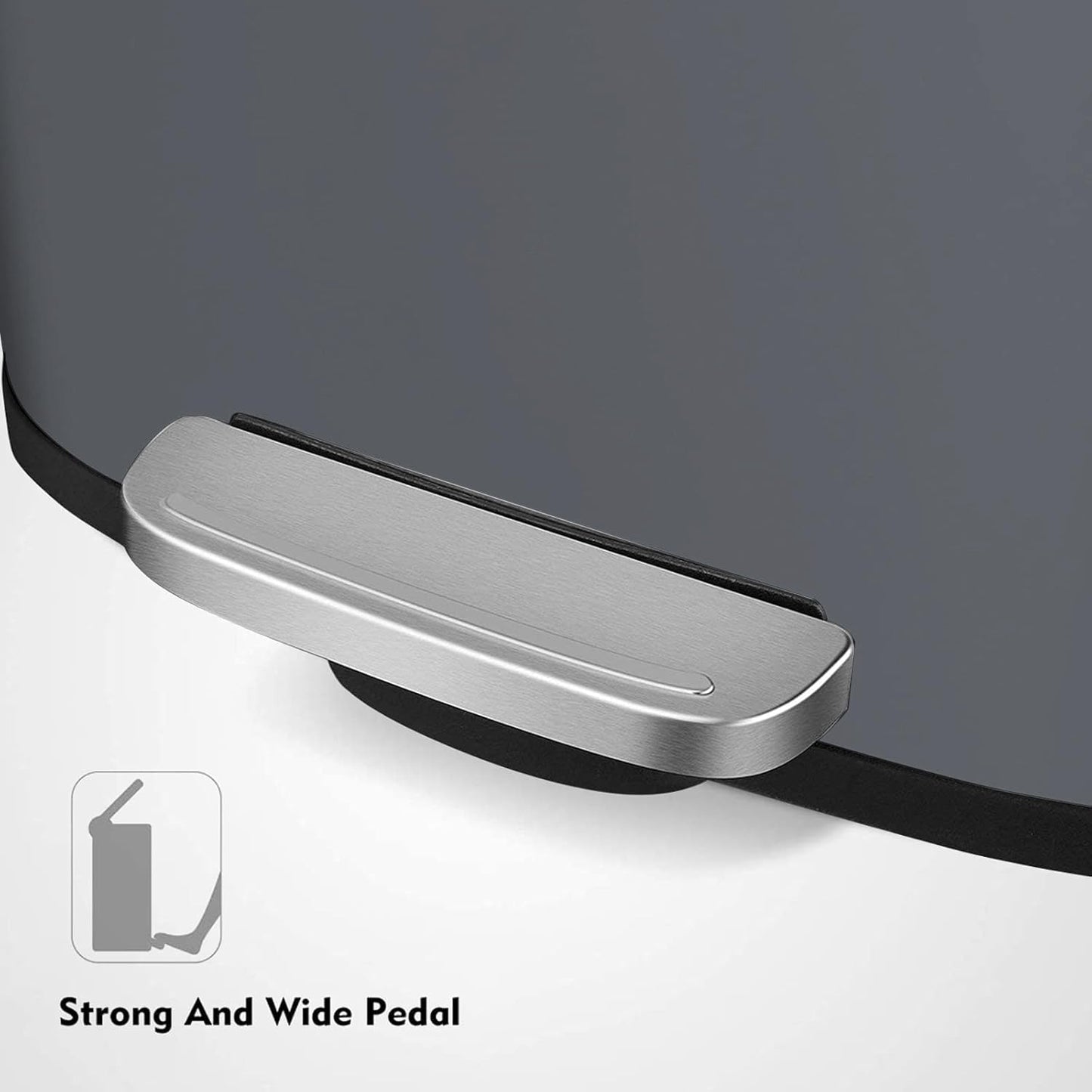 AthLike Trash Can, Stainless Steel Kitchen Garbage Can, Step Waste Bin with Hinged Lid and