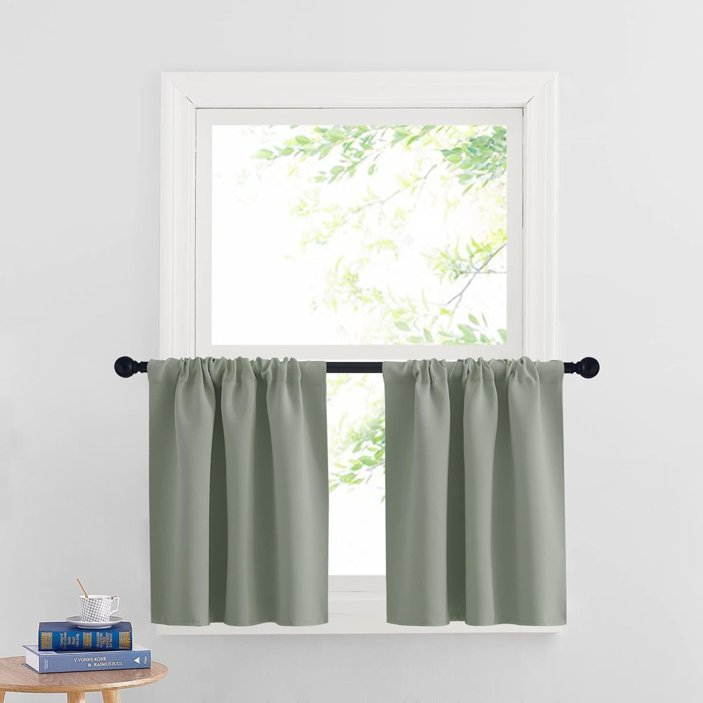 RYB HOME 24 inch Curtains for Kitchen Room Darkening Privacy Mini Curtain for RV Camper Bathroom
