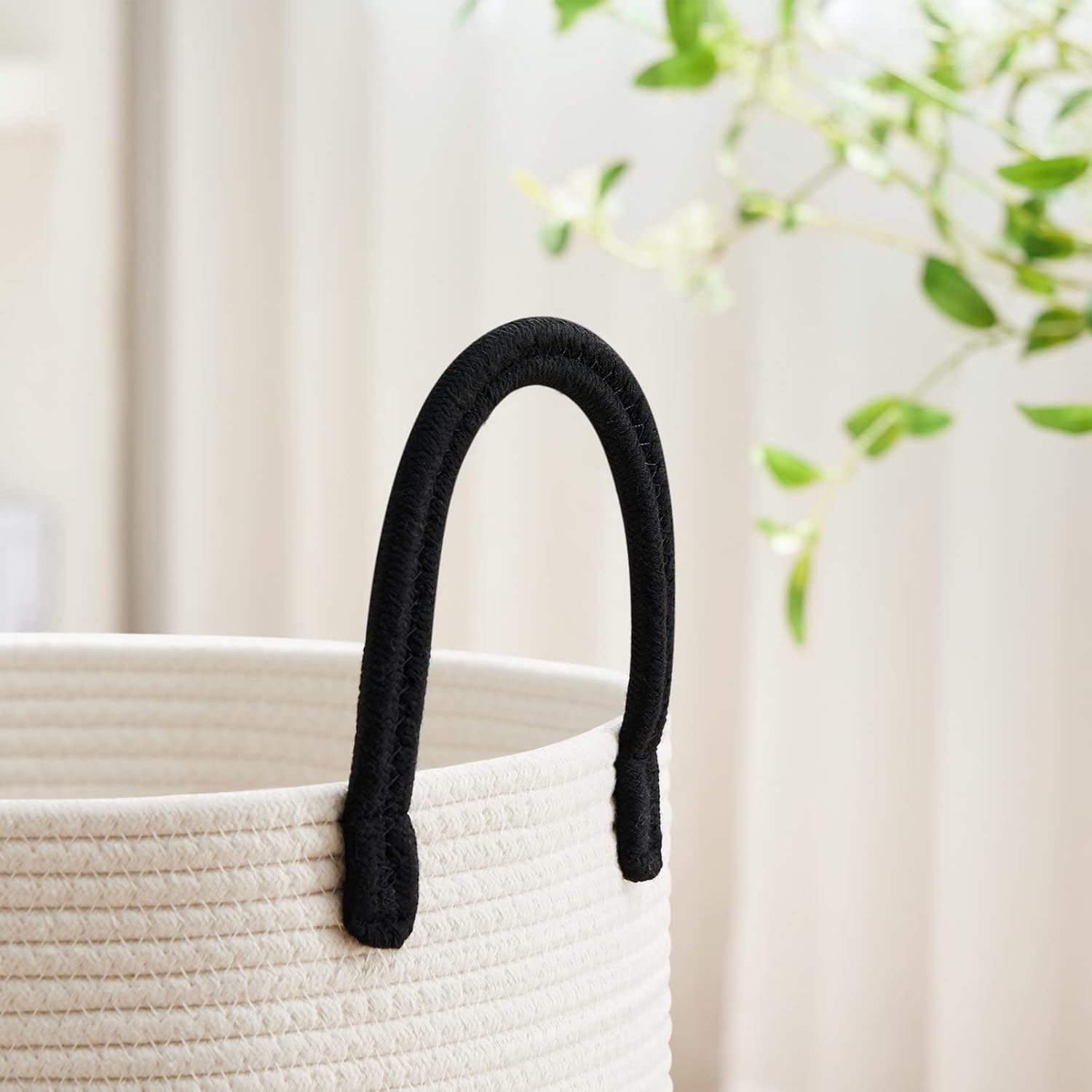 VIPOSCO Large Laundry Hamper, Tall Woven Rope Storage Basket for Blanket, Toys, Dirty Clothes in