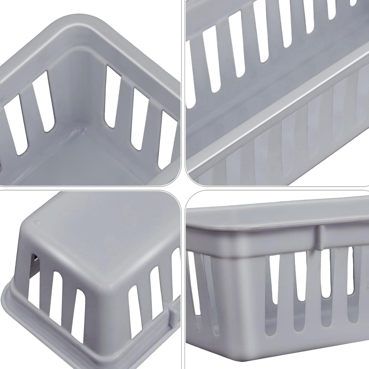 Domensi 12 Pack Slim Plastic Storage Baskets Tray for Organizing 10.25 x 3.25 x 2.5 Inch Small