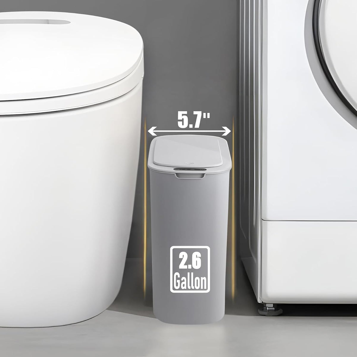Automatic Motion Sensor Bathroom Trash Can with Lid, 2.6 Gallon Touchless Trash Bin, Smart Garbage