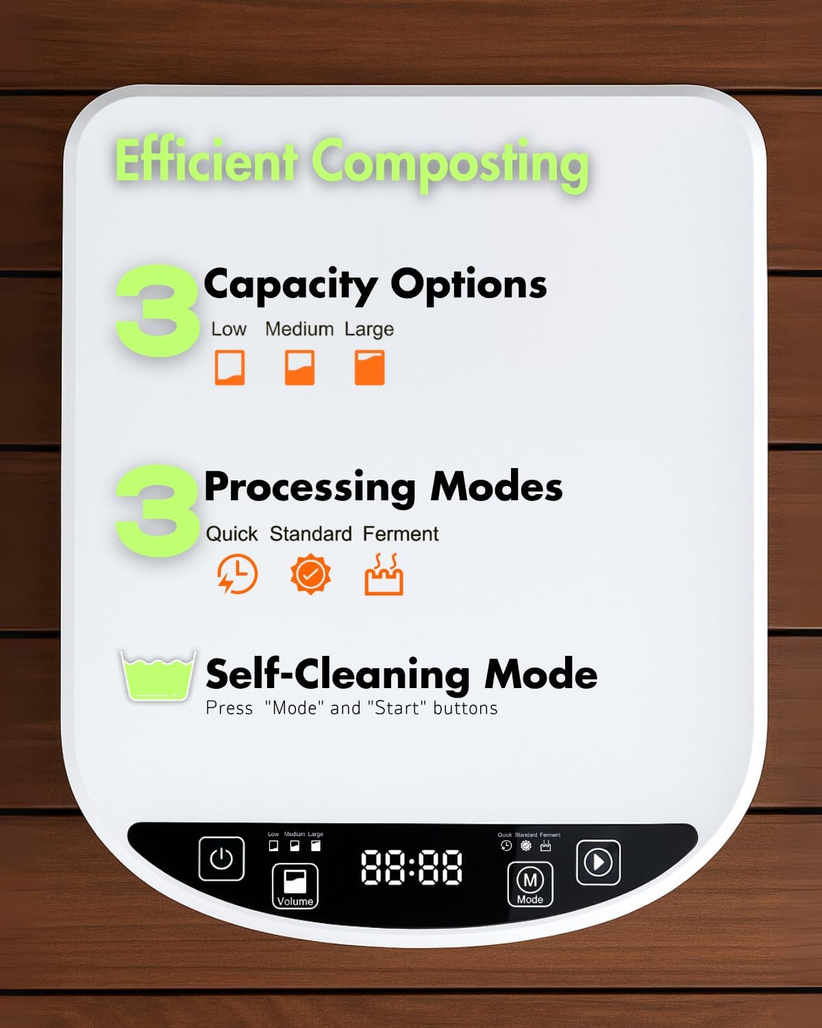 Electric Composter for Kitchen, Compost Bin - 4L Large Capacity, 3 Processing Modes, 3 Capacity