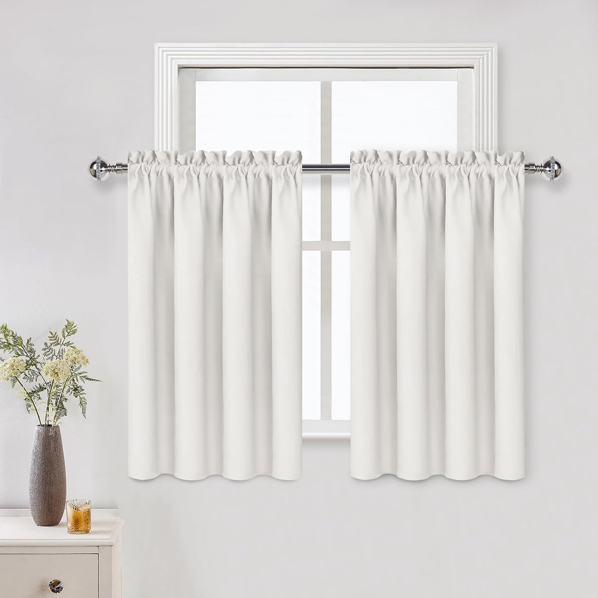 DWCN Short Ivory Blackout Curtains for Small Window, Thermal Insulated Energy Saving Room Darkening