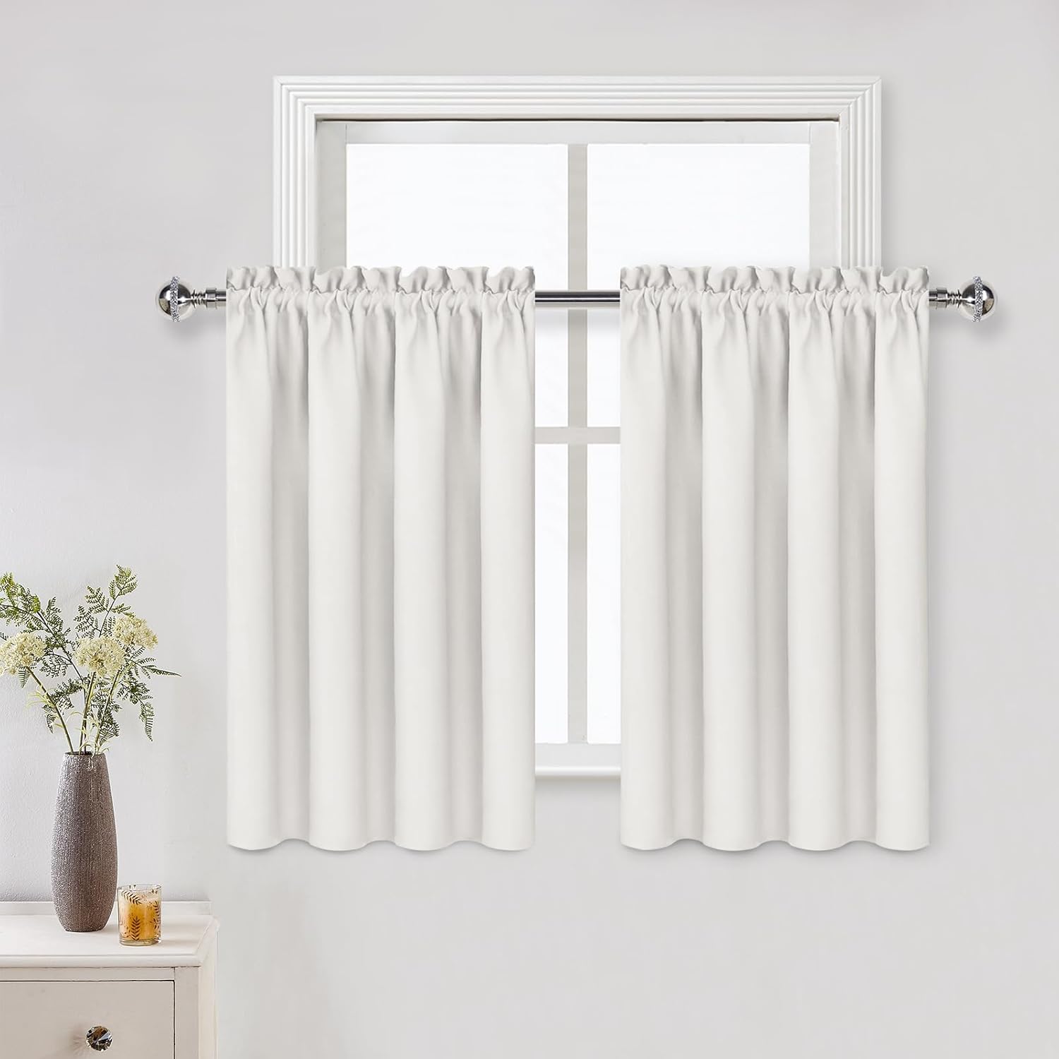 DWCN Short Ivory Blackout Curtains for Small Window, Thermal Insulated Energy Saving Room Darkening