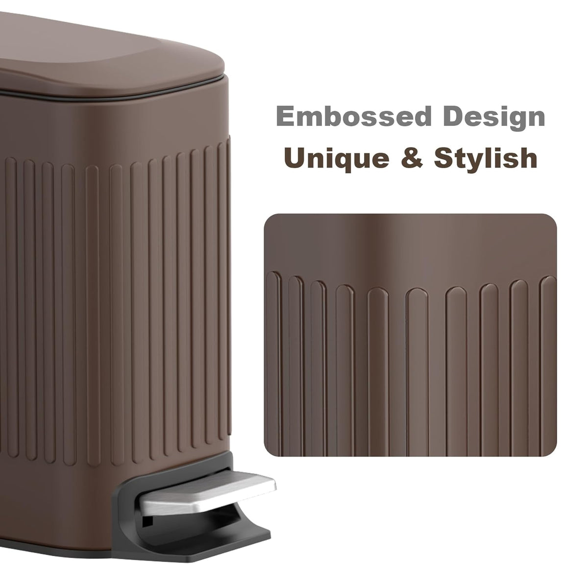 TrashAid Slim Bathroom Trash Can with Lid Soft Close, 6 Liter/1.6 Gallon Stainless Steel Small