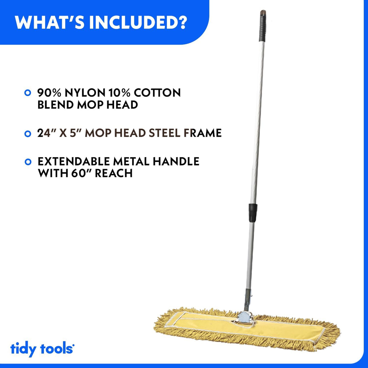 24 Inch Yellow Commercial Dust Mop & Floor Sweeper with Extendable Handle – Mop for Hardwood, Tile